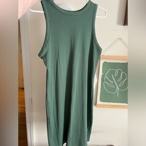 A New Day Target dark green casual ribbed above knee sleeveless tank dress